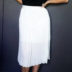 Classic White Robert Rodriguez Pleated Midi Skirt